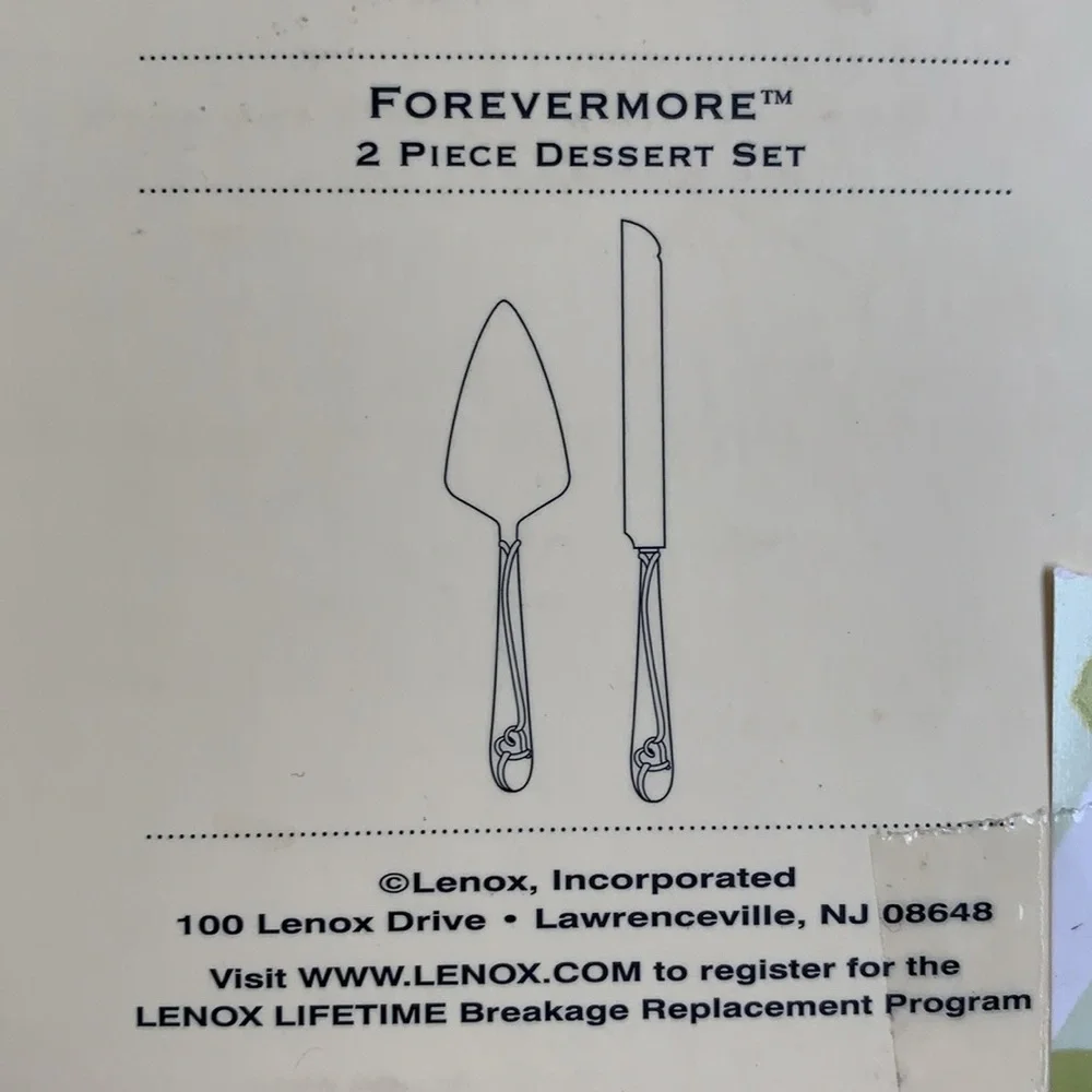 LENOX Like New Forevermore Heart 2 Piece Dessert Set Knife & Cake Serving